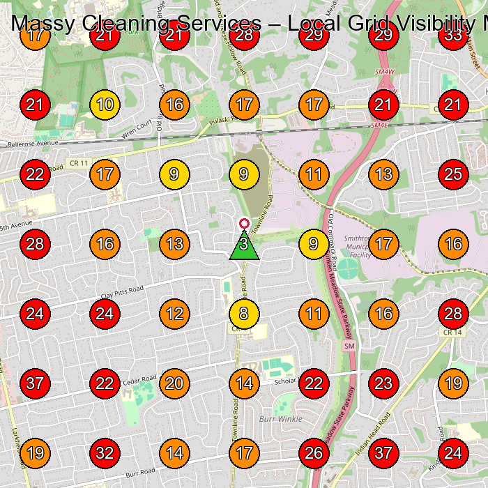 Massy Cleaning Services GeoGrid visibility map for Assisted Living Facility in East Northport